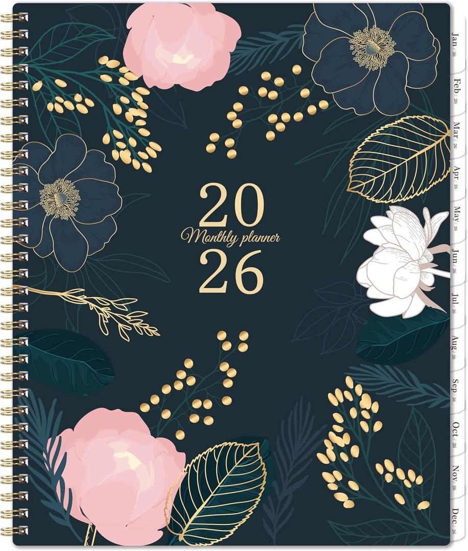 2026 Monthly Planner - Monthly Planner/Calendar 2026, January 2026 - December 2027, 9 x 11'', Months Tabs, Double-Sided Pockets, Twin-Wire Biding, Holidays, Notes Pages, Julian Dates (Dark Blue)