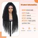 Curly Wig for Women long Black Curly Wigs 34inch 13x4x1 HD Lace Front Wigs Synthetic Middle Part Wig Upgraded Premium Human-Hair-Like Fiber Curly Wigs for Daily Party Use(Black)