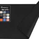 Homaxy Faux Leather Heat Resistant Placemats for Dining Table Set of 6, Waterproof Wipeable Washable PU Table Mats, Easy to Clean Anti-Slip Place Mats, 11.8" x 17", Black