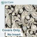 2 x DYTXIII Pack of 2 Outdoor Waterproof Pillow Covers ONLY, 18"x18" Square Decorative Double Printed Throw Pillow Cases for Patio Couch Porch Furniture, Paisley Black