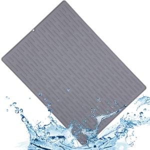 28" x 20" XL Silicone Dish Mat for Kitchen Counter, Heat Resistant Mats,Thicker,for Hot Pots and Pans,Grey