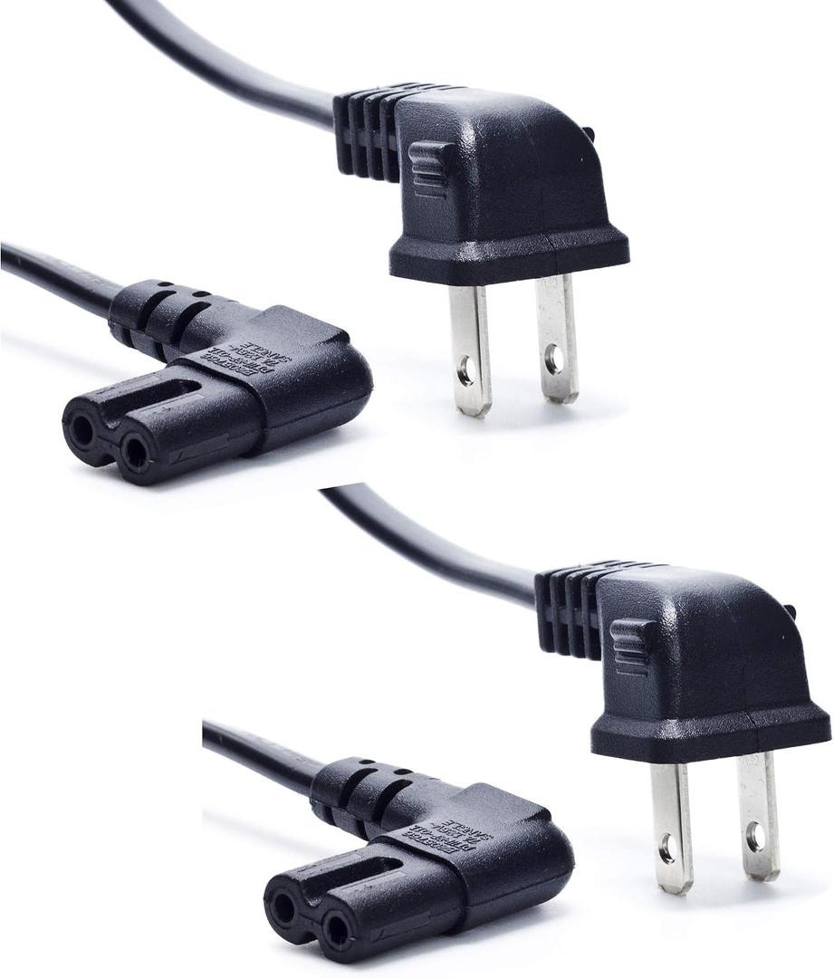 Right Angle TV Power Cable, Ancable 2-Pack 6-Feet 18AWG 90 Degree Angled 2 Slot to L-Shaped C7 Power Cord for Samsung Philips Toshiba LG Sony Sharp Panasonic Vizio LED Flat TV Sky box,Sky Plus+ HD Box