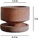 6" Rustic Weathered Terracotta Plant Pot with Drainage Saucer, Breathable Clay Planter, Mid-Century Modern Home & Garden Decor