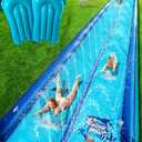 Slip and Water Slide for Kids and Adults Backyard,2 Lanes Extra Long Inflatable Slip and Water Slide with Sprinkler and Bodyboards,Heavy Duty Summer Outdoor Water Toy,Blue Shark Theme
