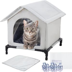 Chunful Outdoor Cat House Weatherproof Foldable Under 11 Lbs Puppy Pet House Outdoor Indoor Grey Feral Cat Shelter Insulated Pet Shelter Ventilate (Grey,16.5 * 16.5 * 16.5inch,Classic)