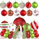 Vercraft 36 Pcs Christmas Ball Ornaments Set Red and Green Christmas Tree Pendants Glittering Plastic Hanging Decorations Lime Green Decor for Xmas Tree Wreath Holiday Party Decorations