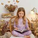 PATPAT Kids Pajama Set,Snug Fit Pjs with Soft Tencel Lyocell Wool Blend, All-Season Comfort, Ages 2-12 Years (Wild Roses)