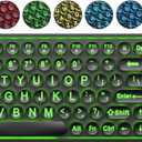 EDJO Large Print Backlit Keyboard, USB Wired Lighted Computer Keyboard with 7-Color Backlit, Oversized Letters, Typewriter Keyboard with Retro Round Key Easy to See for Windows, Desktop, PC, Laptop