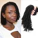 8 inch 40 Stands Sisterlocks Loc Extensions Human Hair, 0.2cm Width 100% Human Hair Micro Dreadlock Extensions, Soft Human Hair Dreads Extensions, Natural Black (8 inch 40 Strands, 1B 0.2cm)