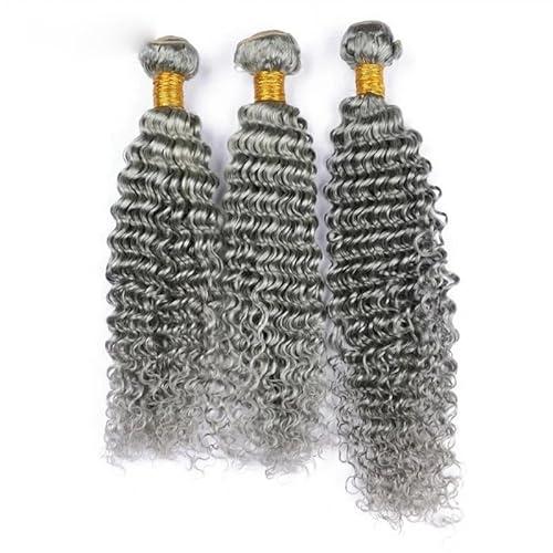 Peenoll 18 20 22 Inch Deep Wave Human Hair Bundles Sliver Grey Bundles Human Hair 12A Unprocessed Brazilian Virgin Quick Weave Hair Extensions for Black Women