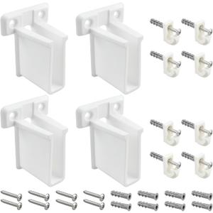 Wire Shelf End Bracket and White Down Wall Clips Kits, 4 Pcs White Plastic Closet Shelves Brackets and 8 Pcs Wire Shelf Loop Clip for Shelves Closet (Fasteners Included)