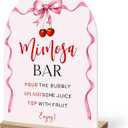 Mimosa Bar Sign, Acrylic Signs with Wood Stand for Gender Reveal Party, Bow Design Acrylic Sign, Mimosa Bar with Holder for Baby Bridal Shower Party, 09