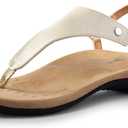 DREAM PAIRS Women's Flat Sandals Arch Support Orthopedic Comfortable Soft Cushion Summer T-Strap Walking Thong Sandals (8.5, Nude)