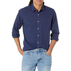 Amazon Essentials Men's Regular-Fit Long-Sleeve Casual Poplin Shirt, Navy, XX-Large