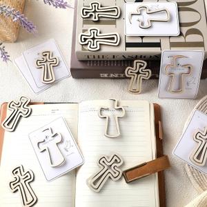 ReliThick 50 Sets He is Risen Bookmarks with Easter Scripture Card Cross Shaped Bookmarks Easter Religious Wooden Book Mark for Baptism Classroom Teachers Gift Craft Rewards Supplies Party Stuffing