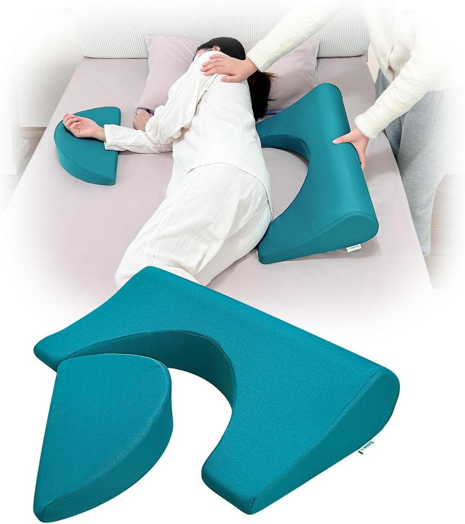 KAAMOS Bedsore Turning Wedge Pillow for Sleeping Anti Bed Sore Turnover Pillows After Surgery Hospital Inclined Sleepers Cushion for Bedridden Prevent Pressure Ulcer Bed Sores (23.6" Long) (Green)