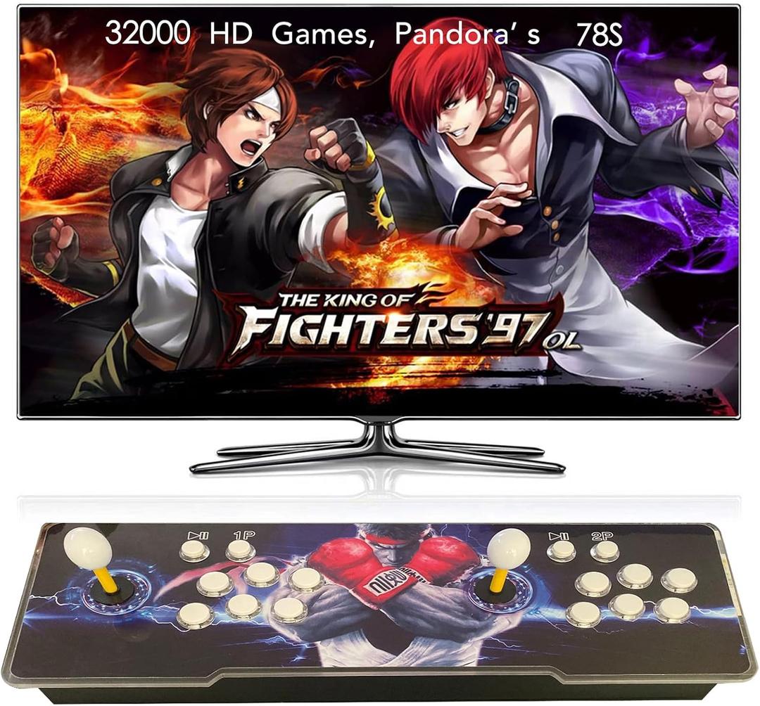 FVBADE [32000 in 1 78S Pandora Box Retro Games Arcade Game Console with Two Separate Host for PC & Projector & TV 3D Games 1-4 Players Category Favorite List Save/Search/Hide/Pause/Delete Game