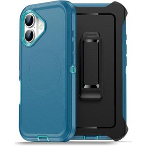 Magnetic Case for iPhone 17 with blet Clip Holster,[2X Screen Protector] [Military-Grade Protection], Heavy Duty Case for iPhone 17 6.3 Inchs,Green