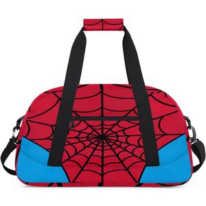 Red Spider Web Kids Overnighter Duffel Bags for Boys Girls, Carry-On Size Sports Gym Bag for School Practice or Overnight Travel Weekender Sleepover Workout Tote Bag