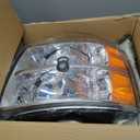 Headlight Fit For 07-13 Silverado 2007 2008 2009 2010 2011 2012 2013 Chevy Silverado 1500 / 2500HD / 3500HD & 2014 Old Body Style Driver And Passenger Side (Chrome Housing Amber Reflector)