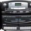 Supersonic Black Edition Vintage Bluetooth Stereo System Home Music Audio System,CD/MP3 Player,AM/FM Radio,Dual Cassette Player/Rec USB inputs,Detachable Speakers,AC/DC,(Remote Included)Matte Black