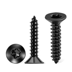 100 PCS #8 X 3/4 Inch Black Coated Flat Head Torx/Star Wood Screws, Stainless Steel 18-8 (A2) Fully Threaded No.8 X 0.75 Length Screw by TPOHH