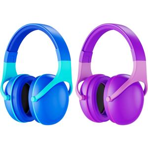 ProCase 2 Pack Noise Cancelling Headphones for Kids, Kids Ear Protection for Monster Jam Truck, Hearing Protection Noise Reduction Earmuffs for Sensory Autism Toddler Children -Purple & Indigo