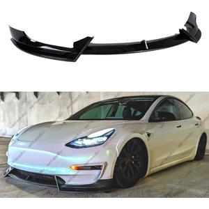 3Pcs Front Lip Compatible with 2017-2023 Tesla Model 3, Bumper Air Dam Lower Chin Splitter Protection Body Kit Fits for 2017 2018 2019 2020 2021 2022 2023 (Glossy Black)