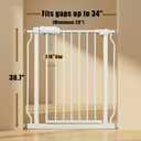 Walk Through Baby & Dog Gate 29-34 Inch, Pressure Mounted No Drilling, Indoor Safety Gate for Stairs & Doorways, Metal Design for Kids and Pets, White