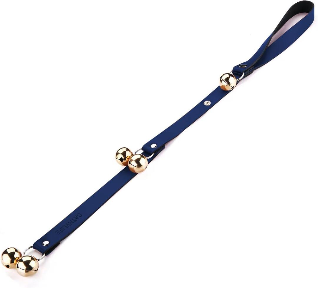 Leather Dog Doorbells for Door Knob, Adjustable Brass Potty Training Bells for Puppy to Go Outside, Easy Dog Door Bell for Potty Training