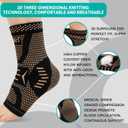 INDEEMAX Ankle Brace for Women & Men, Ankle Compression Sleeve Support Copper Infused Ankle Brace for Sprained Ankle, Plantar Fasciitis Sports, Achilles Tendonitis Pain Relief, Copper Black, M