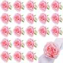 Yunsailing 24 Pcs Flower Napkin Rings Peony Floral Handmade Napkin Holder Rings Handicraft Holder for Table Decorations Wedding Holiday Banquet Luncheons Birthday Party Picnics Supplies (Pink)