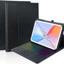 Universal Touchpad Keyboard Case for 9.7,10.1,10.2",10.5",10.9",11" Tablet, Rainbow Backlight TrackPad Keyboard with Type-C Charging Port fit 9.7-11 inch Android/iOS/Windows (Black)