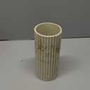 Cylinder Vase 8 Inch - Natural Travertine Textured Ribbed Resin Vase for Pampas Grass, Flowers, Home Decor | Decorative Centerpiece for Entryway, Countertop, Nightstand | Housewarming Gift (Beige)