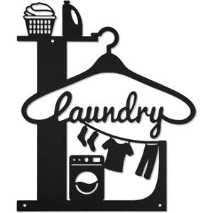 AHYS Laundry Room Decor Sign Rustic Home Decor Farmhouse Metal Hanging Wall Art for Laundry Room, Bathroom, Kitchen - 11.8x13.8 Inches