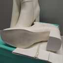 Ankis Knee High Boots for Women Squared Toe Chunky High Heel with Side Zipper Long Boots (8, White Pu)