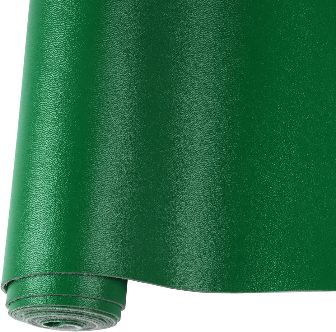 Smooth Solid Color Faux Leather Sheets Roll 12"X53" (30cmX135cm),Very Suitable for Making Crafts, Leather Earrings, Bows,Sewing (Green)