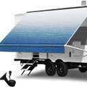 Heavy Duty RV Awning Fabric Replacement - 19.5oz Vinyl Camper Awning - Waterproof & UV-Resistant - Universal Canopy for Camper, Trailer and Motorhome (Sapphire Blue Fade, 17FT(Fabric 16'2"))