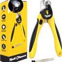 LED Dog Nail Clippers with Light, Trimmers with Protective Guard, Quick Sensor, Safety Lock and Nail File - Suitable for Large and Small Dogs & Cats (Yellow, LED)