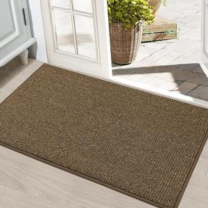 BEQHAUSE Dirt Trapper Door Mat 24" x 35", Non-Slip Washable Doormats Entrance Mat, Dirt Resistant and Absorbent Welcome Mat, Low Profile Floor Mats for Front Back Door and Entryway, Brown
