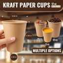 120 Pack 12 oz Disposable Paper Cups, Brown Coffee Cups Unbleached Kraft Paper, Sturdy Leak Resistant Hot/Cold Disposable Cups for Party Home Office