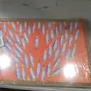 Framed Sardine Canvas Wall Art,Orange Coastal Fish Picture Wall Decor, 24"L x 16"W