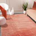 Superior Indoor Area Rug, Jute Backing, Plush Carpet Cover, for Hallways, Entry, Office, Plush Floor Cover, Modern Wood Grain, Abstract Lines, Veer Collection, 5' x 8', Coral