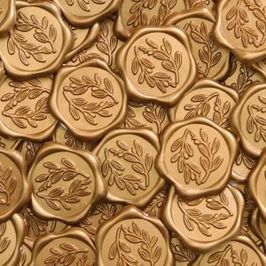 UNIQOOO Wax Seal Stickers - Olive Branch Wedding Invitation Envelope Seal Stickers, 100 Pcs Self- Adhesive Antique Gold Stickers, Perfect for Invitation, Christmas, Gift Wrapping UNIQOOO Wax Seal Stickers - Olive Branch Wedding Invitation Envelope Seal Stickers, 100 Pcs Self- Adhesive Antique Gold Stickers, Perfect for Invitation, Christmas, Gift Wrapping