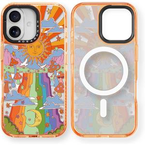 for iPhone 17 Case Cute - Compatible with Magsafe - Military-Grade 6.6 ft Drop Protection Shockproof Phone Case - Mushroom Design (6.3') Cosmic Orange