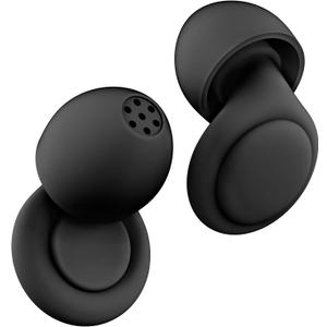 2 Noise Cancelling Ear Plugs, Beinkap Sleeping Earplugs with 12 Silicone Soft Reusable Ear Tips for Social Gatherings, Work, Sleeping, Concerts, Parenting, Conversation, 28 dB Noise Reduction (Black)
