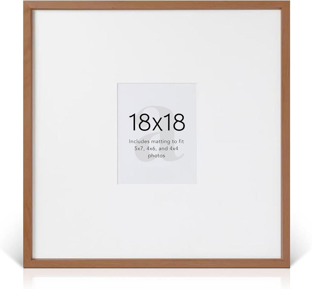 artisane home goods - Gallery Frame 1.0, Picture Frame, 18x18 Walnut, Gallery Wall Frame Set, Large Picture Frame, Oversized Mat (4x4, 4x6, and 5x7)
