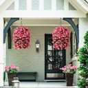 INQCMY Artificial Hanging Flowers Basket for Outdoors Spring Summer Decoration,Faux Silk Begonia in Planter Look Real UV Resistant for Outside Home Porch Patio Garden Balcony Yard DecorDeep Pink
