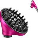Upgraded Diffuser Attachment for Dyson Airwrap - Converts to Hair Dryer, Faster and Define Curls, Heat Resistant Nylon Fiber Nozzle Attachments, Rose Red