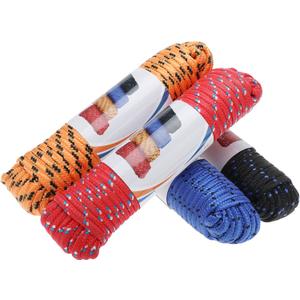 NovelBee 3/8" x 50' Diamond Braided Polypropylene Rope,Multi-Color Rope for Indoor Outdoor (4pcs;Black,Red,Blue,Orange)